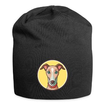 Lurcher Hunderasse Cartoon Figur Kawaii Clipart - Jersey-Beanie - Schwarz - Vorne