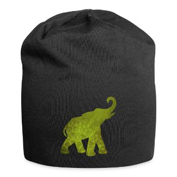 Yoga Éléphant Vert Motif Médiatation Inde om - Bonnet en jersey - noir - Devant