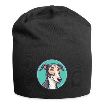 Lurcher Hunderasse Cartoon Figur Kawaii Clipart - Jersey-Beanie - Schwarz - Vorne