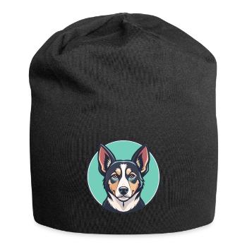 Russischer Harlekin Hund Hunderasse Karikatur Kawaii - Jersey-Beanie - Schwarz - Vorne