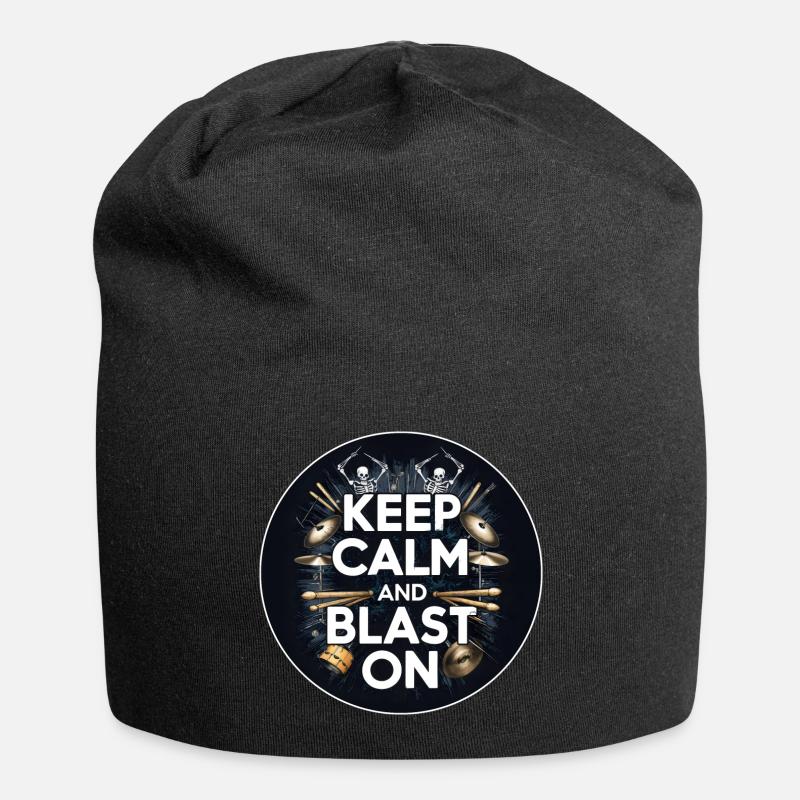 Drummer Schlagzeuger T-Shirt Blast Beats Drumming - Jersey Beanie - black