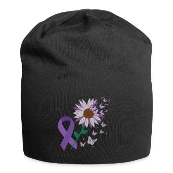 Epilepsy Purple Bow Flower Butterfly - Jersey Beanie - black - Front