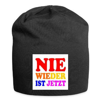 Nie wieder ist jetzt - Jersey-Beanie - Schwarz - Vorne