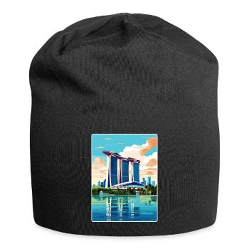 Marina Bay Sands Singapour Affiche de voyage souvenir - Bonnet en jersey - noir - Devant