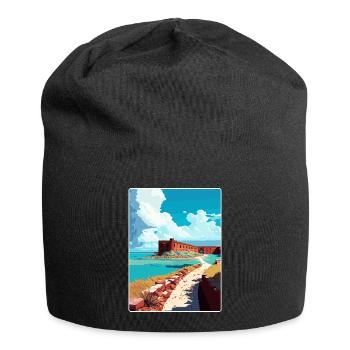 Affiche de voyage souvenir du parc national de Tortugas sèche - Bonnet en jersey - noir - Devant