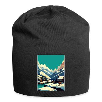 Verbier Ski Resort Mountain Switzerland Travel WPA - Jersey-Beanie - Schwarz - Vorne