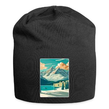 St. Moritz Ski Resort Mountain Travel Poster - Jersey-Beanie - Schwarz - Vorne