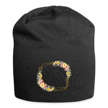 Floral, colourful, geometric, customisable - Jersey Beanie - black - Front