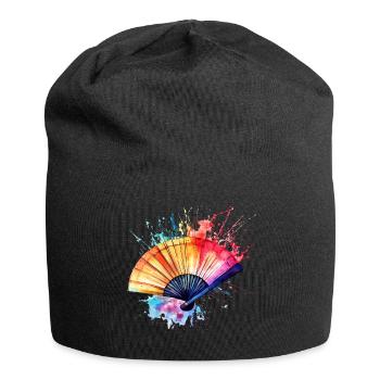 Vibrant Watercolor Fan - Jersey Beanie - black - Front