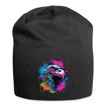 Graffity Adler Kopf Motiv - Jersey-Beanie - Schwarz - Vorne