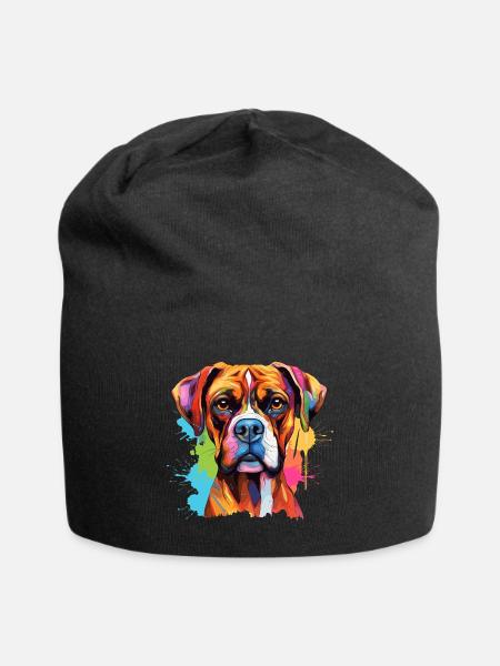 Boxer Hund Motiv - Jersey-Beanie - Schwarz