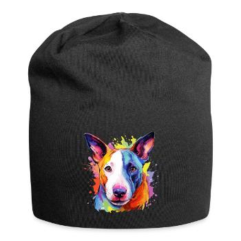 Bull Terrier Hund Motiv - Jersey-Beanie - Schwarz - Vorne