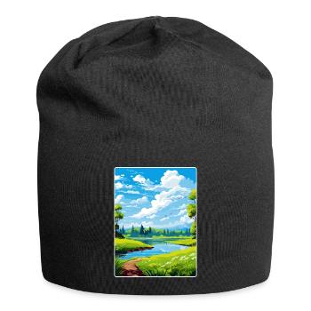 Donau Auen Deutschland Reiseposter Souvenir Farbe WP - Jersey-Beanie - Schwarz - Vorne