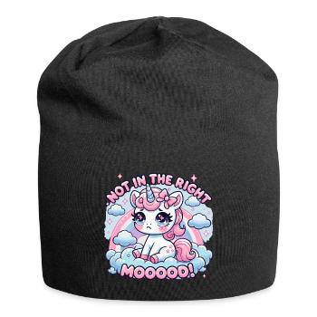 Trauriges Einhorn in „Nicht in der Stimmung“ - Jersey-Beanie - Schwarz - Vorne