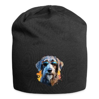 Wolfhound with sunglasses - Jersey Beanie - black - Front