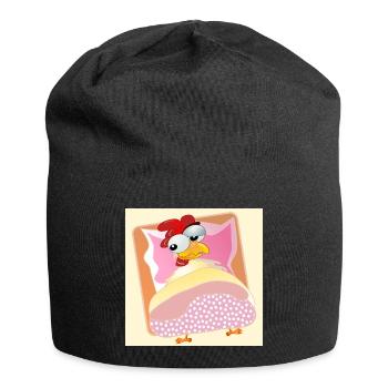 Poules Élevage de poulets - COUCHAGE AU LIT - Bonnet en jersey - noir - Devant