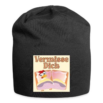 Vermisse Dich - Fernbeziehung - Jersey-Beanie - Schwarz - Vorne