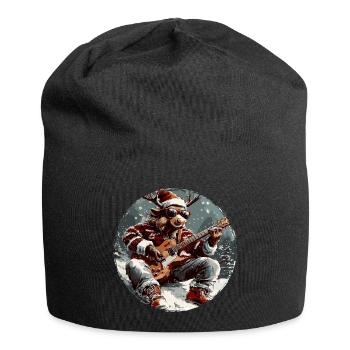 Moose Christmas Rocker Guitar - Jersey Beanie - black - Front