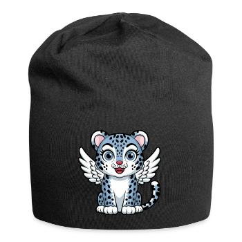 Blaue Tigerkatze mit Engelsflügeln Traumhaft - Jersey-Beanie - Schwarz - Vorne