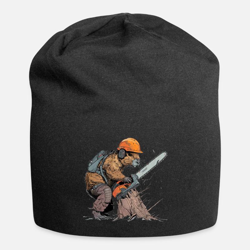Beaver Lumberjack Chainsaw - Jersey Beanie - black