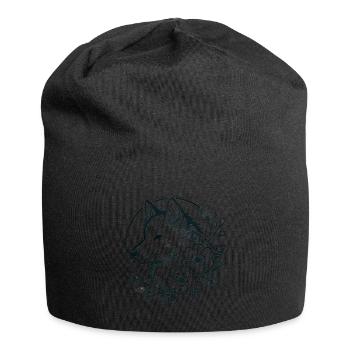 Wolf and Floral Fusion Illustration - Jersey Beanie - black - Front