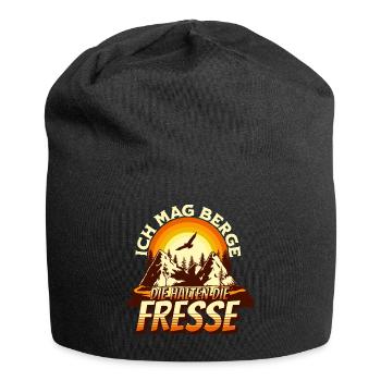 I like mountains that keep their mouths shut Hiking motif - Jersey Beanie - black - Front