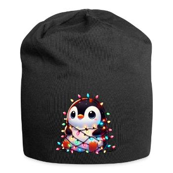 Clumsy Christmas penguin tangled in - Jersey Beanie - black - Front