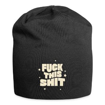 Botschaft in Retro-Design Fuck This Shit - Jersey-Beanie - Schwarz - Vorne
