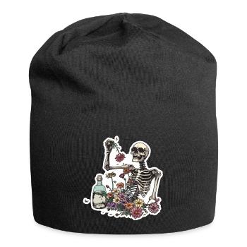 Plant Lover Skeleton Flowers - Jersey Beanie - black - Front