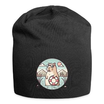 Chill Capybara Beach Vibes Design - Jersey Beanie - black - Front