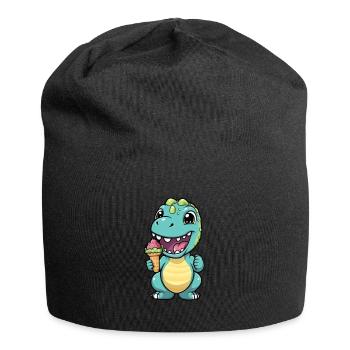 Dino eats cream - Jersey Beanie - black - Front