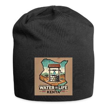 Wasser ist Leben – Kenia Brunnen - Jersey-Beanie - Schwarz - Vorne