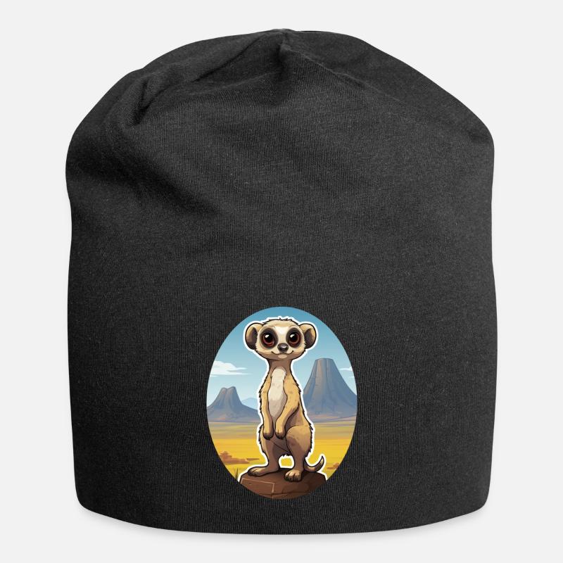 Erdmännchen - Jersey-Beanie - Schwarz