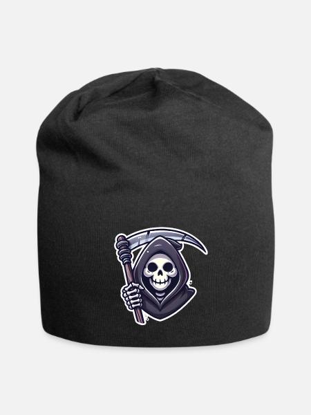 Sensenmann Lächelnde Sense Illustration - Jersey-Beanie - Schwarz