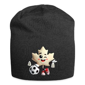 Mascotte de soccer de la feuille d’érable du Canada - Bonnet en jersey - charbon - Devant