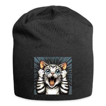 Chat choqué chat chat cadeau - Bonnet en jersey - noir - Devant