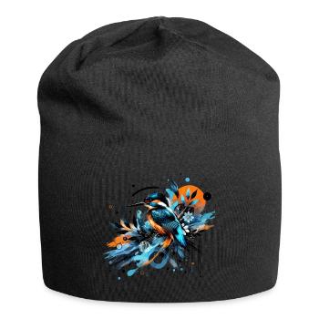 Eisvogel, buntes Aquarell, Vogel - Jersey-Beanie - Schwarz - Vorne