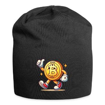 Playful Bitcoin Coin Cartoon Character - Jersey Beanie - black - Front