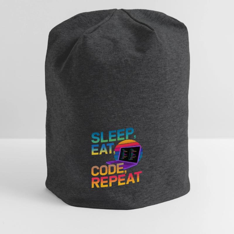 Sleep Eat Code Repeat Gift For Coder Jersey Beanie