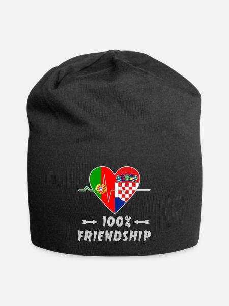 Portugal and Croatia 100% friendship - Jersey Beanie - black