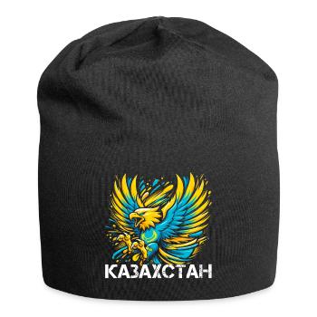 Kasachstan Adler Flagge Fahne kyrillisch Geschenk - Jersey-Beanie - Schwarz - Vorne