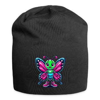 Colorful Cartoon Butterfly Character - Jersey Beanie - black - Front