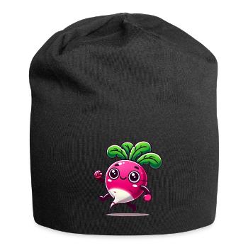 Happy Cartoon Radish Character - Jersey Beanie - black - Front