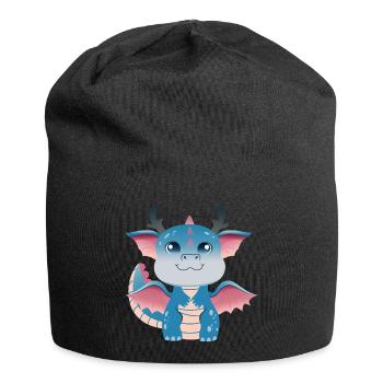 Azurblauer Drachenling-Amulett - Jersey-Beanie - Schwarz - Vorne