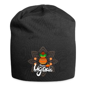 Happy Ugadi - Feier den Neuanfang mit Freude - Jersey-Beanie - Schwarz - Vorne