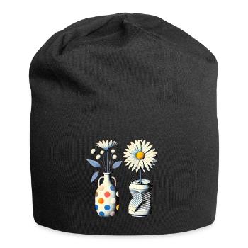 Vintage-Gänseblümchen in skurrilen Vasen - Jersey-Beanie - Schwarz - Vorne