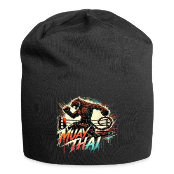 Muay Thai Tiger Thaiboxen Kickboxen Boxen Geschenk - Jersey-Beanie - Schwarz - Vorne
