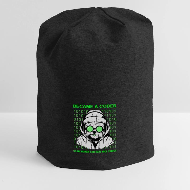 Became a Coder – Hacker Dog Binary Look Jersey-Beanie