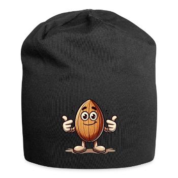 Funny Almond Cartoon Milk Joke Design - Jersey Beanie - black - Front