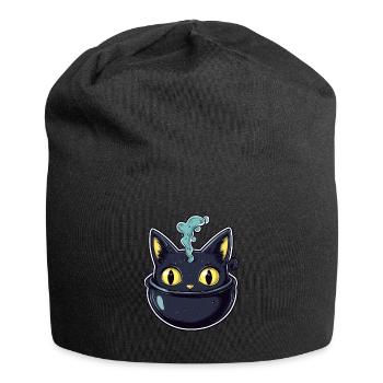Cat Cauldron Cat Witch Halloween - Jersey Beanie - black - Front